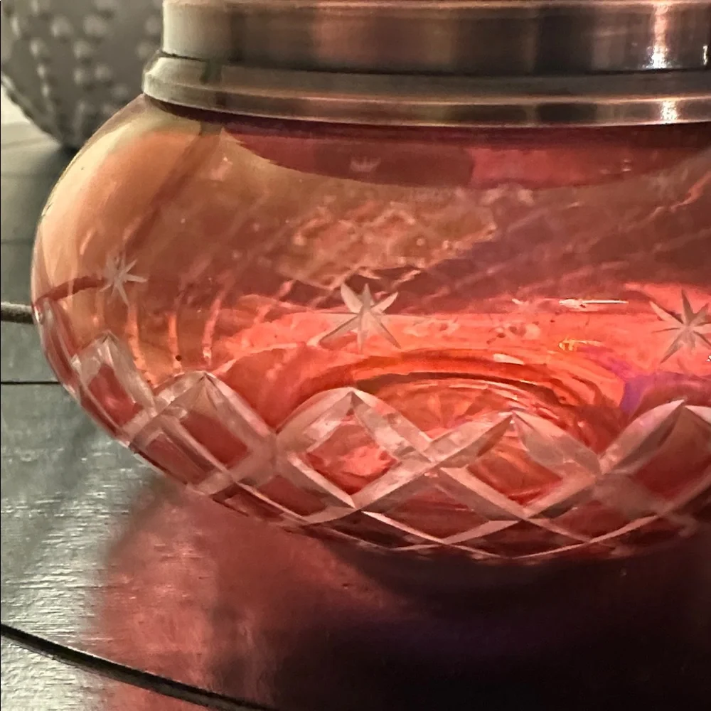 Antique/Vintage Cut Glass Jars with Copper Lids - Picture 7 of 8